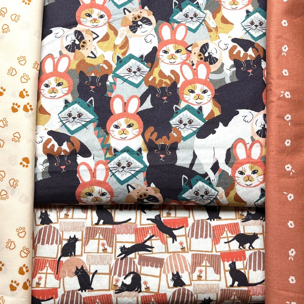 Cats in Hats Fabric 5 yd Coordinating, Organic Cotton, Halloween Placemats Quilt